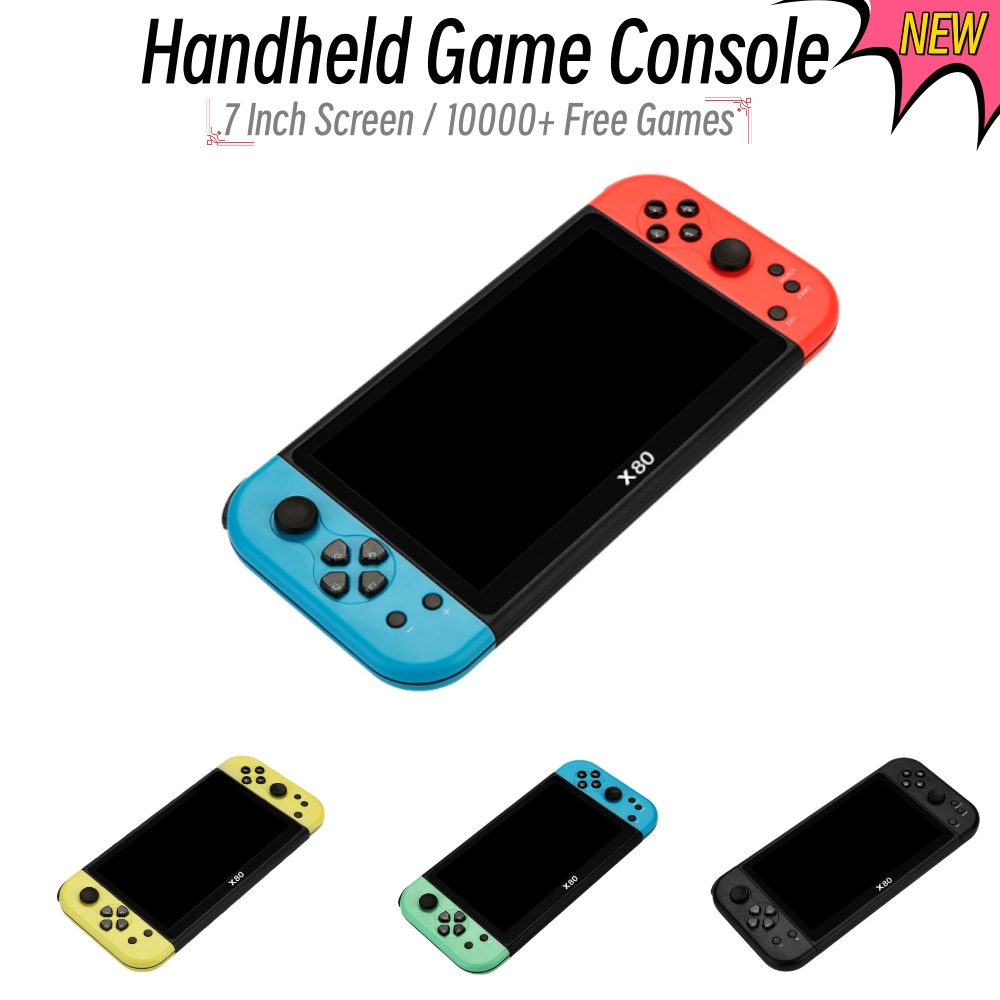 Gaming Console G90 - 10000คอนโซลเกมพกพา X80เกม7นิ้วหน้าจอเครื่องเล่นเกมมือถือ16GB สำหรับ PS1 /mame เกมอาเขตเกมย้อนยุครองรับทีวี