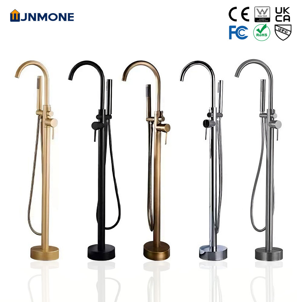 Controller Stand Holder - ก๊อกน้ําอ่างอาบน้ําอิสระทองเหลืองหรูหราทันสมัยชุดด้ามจับคู่ 360 ° หมุนห้องน้ําผสมอ่างอาบน้ํา 2 ฟังก์ชั่นก๊อกน้ําอาบน้ํา