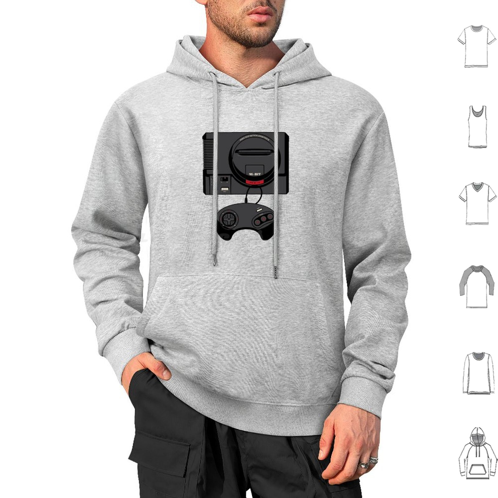เสื้อฮู้ดแขนยาวสีดำสไตล์เรโทร  - Gaming Console Genesis บทวิจารณ์และราคา